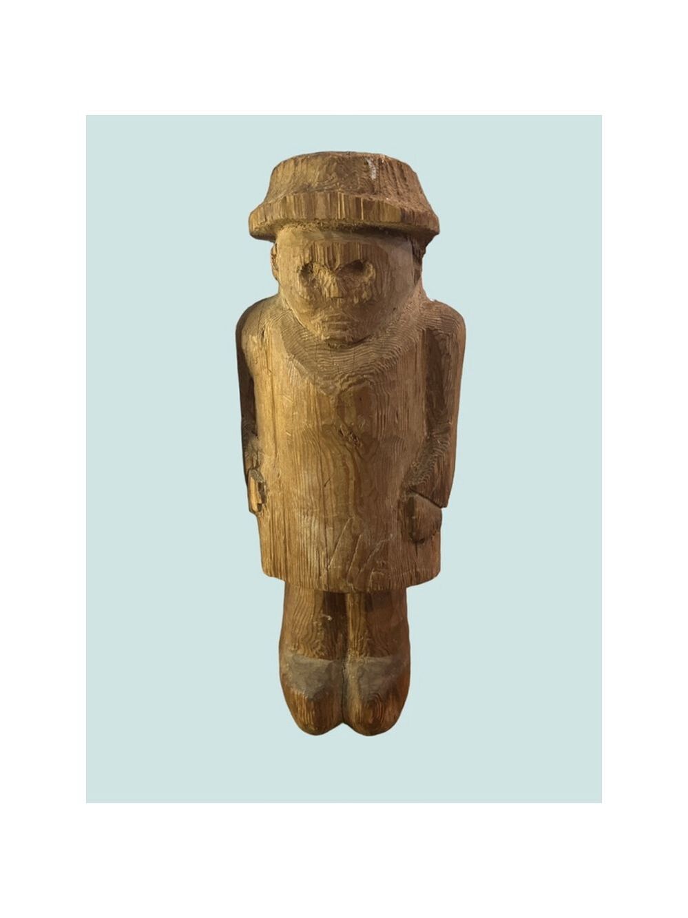 Vintage primitive Figural Wooden Sculpture One Size Brown Home Decor